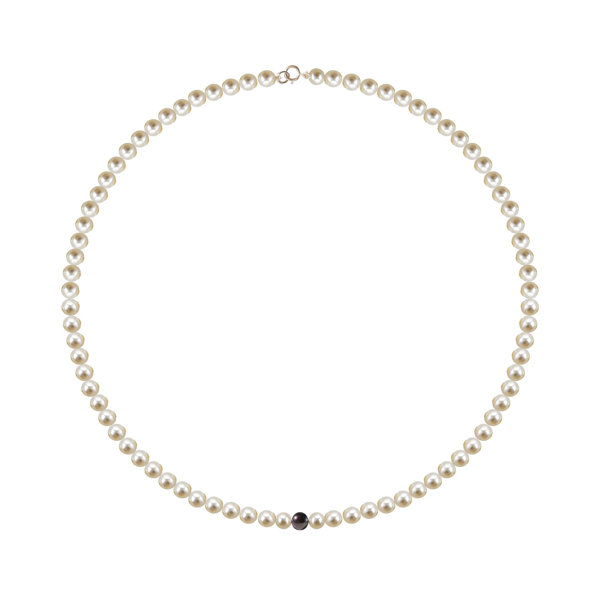 Collier perles blanches et noire 42cm