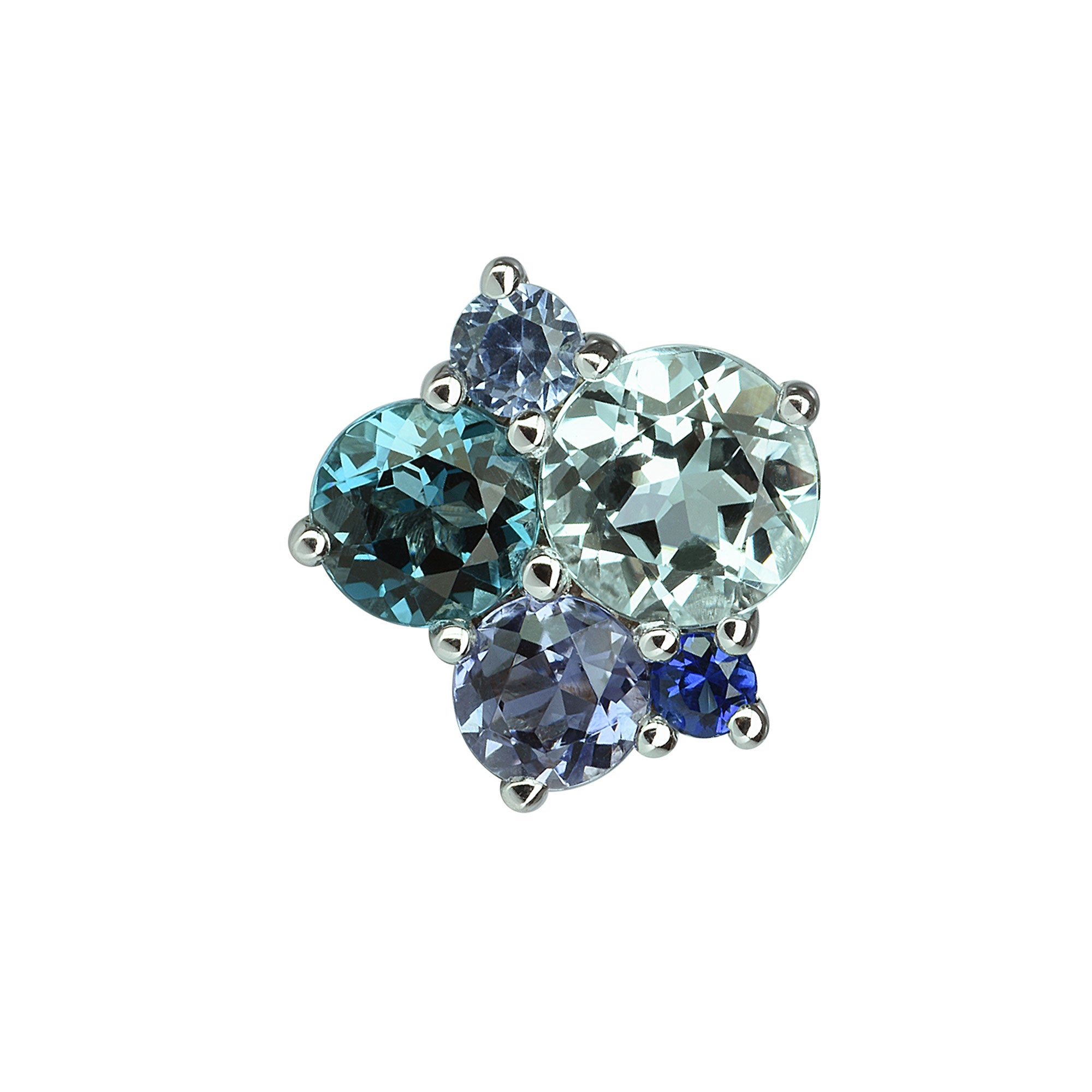 Mono boucle d'oreille pointilliste topaze bleu topaze london blue or blanc 18 carats