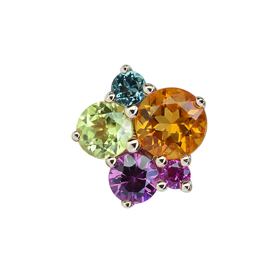 Mono boucle d'oreille pointilliste citrine peridot or rose 18 carats