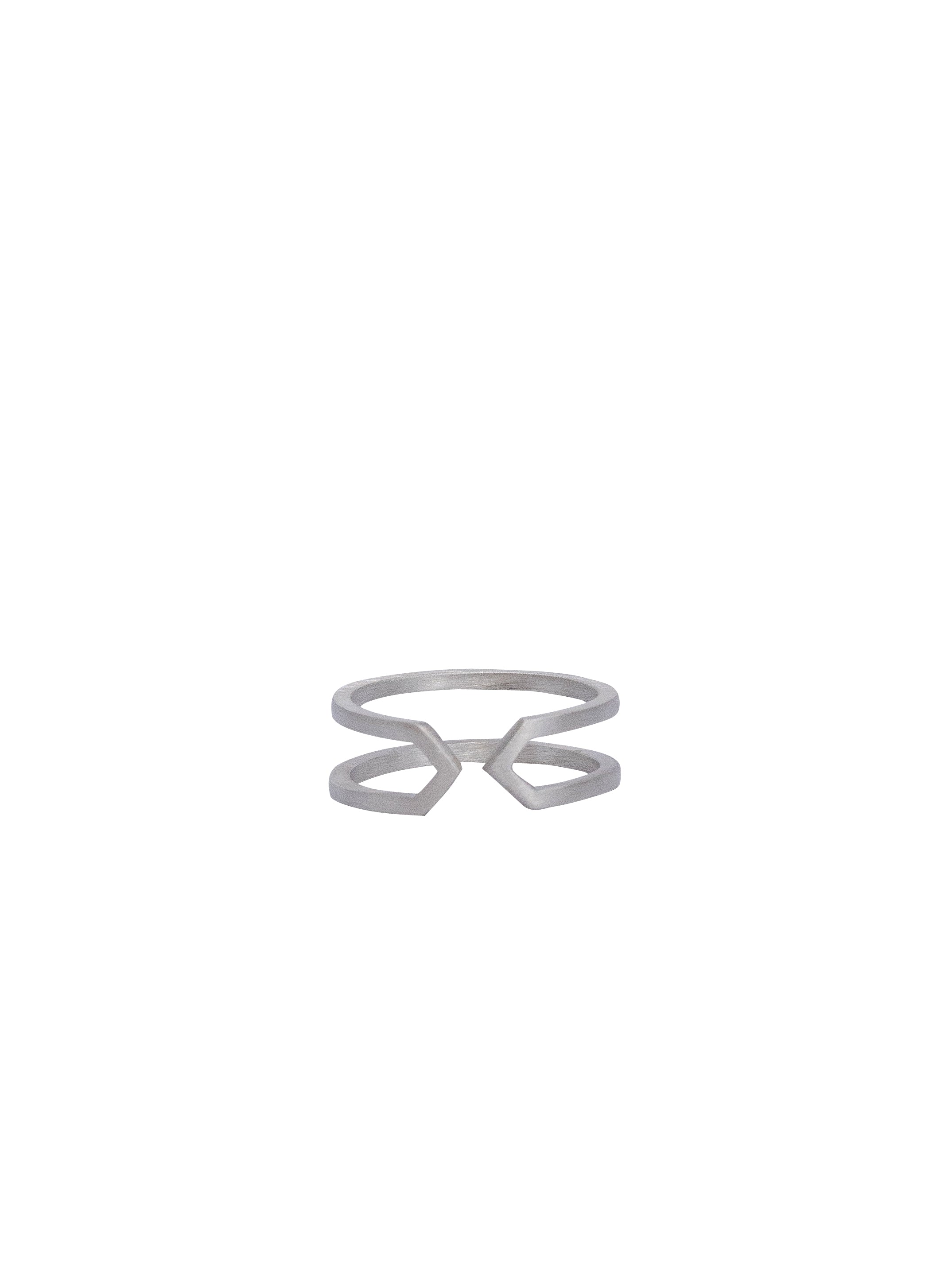 Single fine Duality earring in satin silver