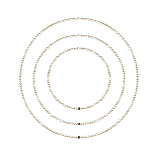 White and black pearl necklace 60 cm