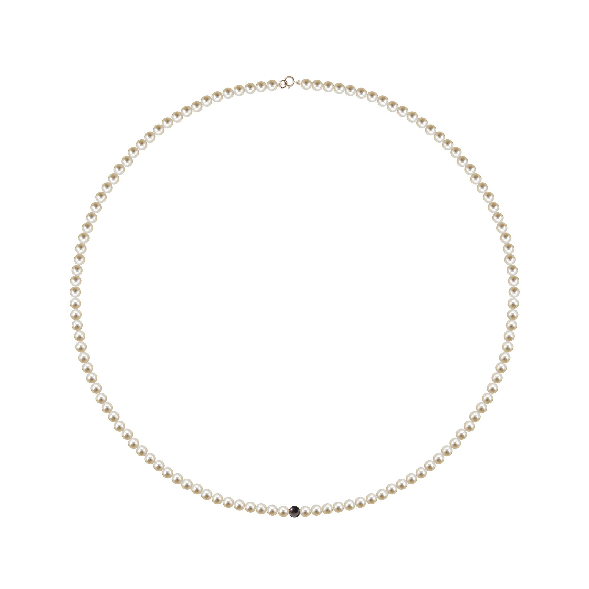 Collier perles blanches et noire 50 cm