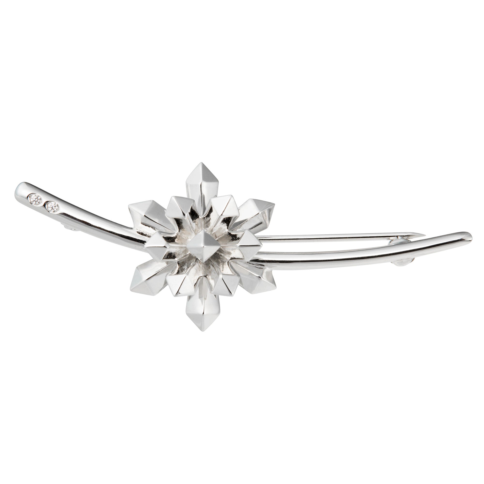 Broche quartz argent et diamants