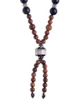 Charger l'image dans la visionneuse de la galerie, Sautoir Mala argent, onyx mat, émail, spinelles noirs et bois
