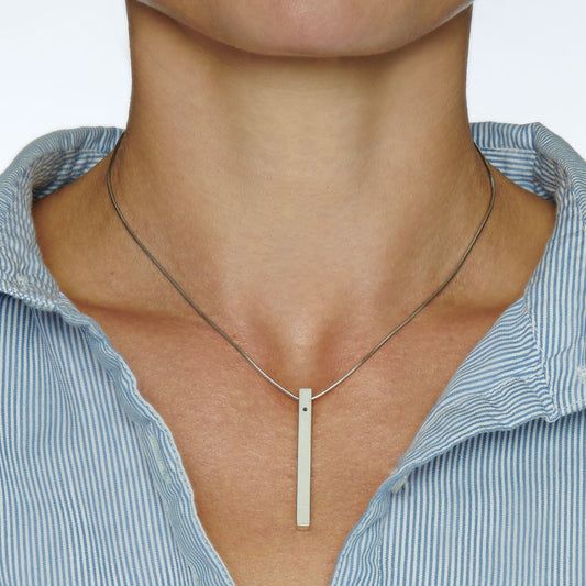 Silver and black diamond GM line pendant