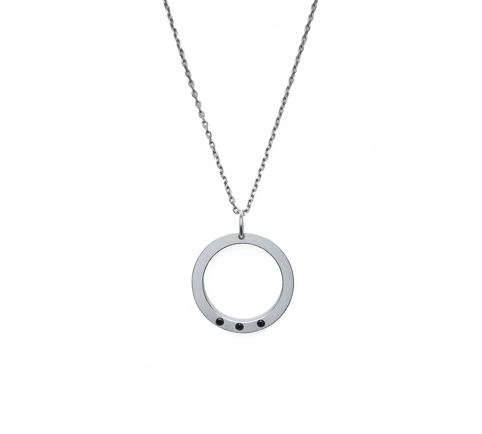 H necklace 3 black diamonds and anodized aluminum