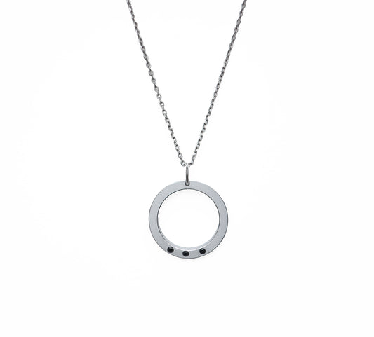 H necklace 3 black diamonds and anodized aluminum