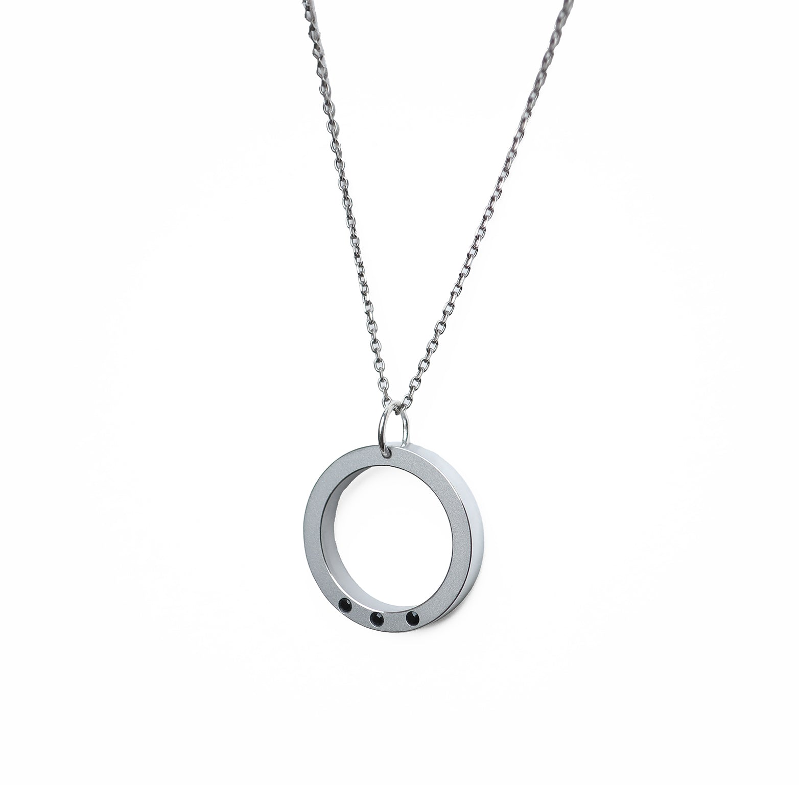 H necklace 3 black diamonds and anodized aluminum