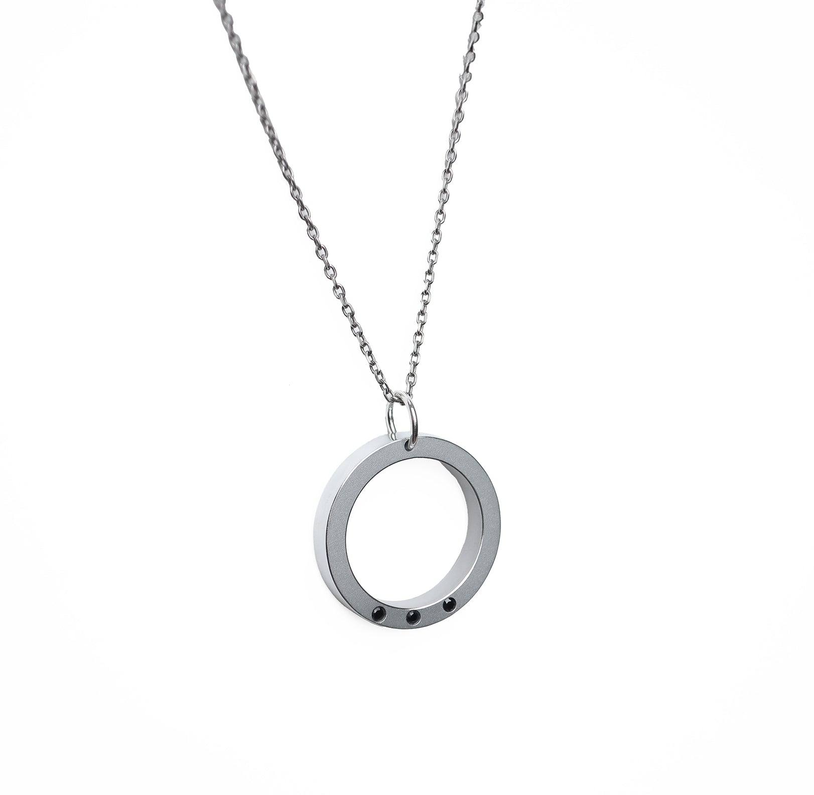 H necklace 3 black diamonds and anodized aluminum