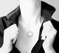 Load image into Gallery viewer, H necklace 3 black diamonds and anodized aluminum