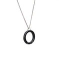 Load image into Gallery viewer, H necklace 3 white diamonds and black anodized aluminum