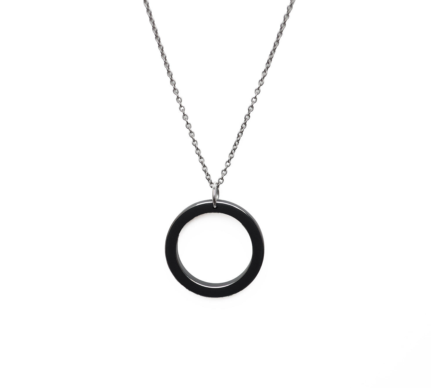H necklace 3 white diamonds and black anodized aluminum
