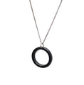 Load image into Gallery viewer, H necklace 3 white diamonds and black anodized aluminum
