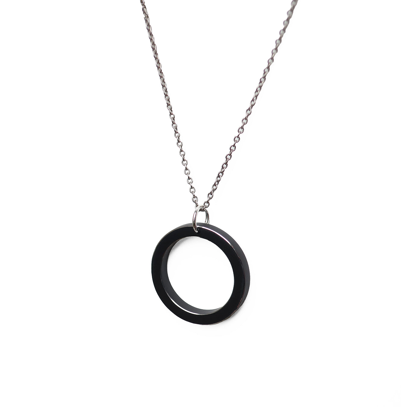 H necklace 3 white diamonds and black anodized aluminum