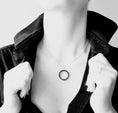 Load image into Gallery viewer, H necklace 3 white diamonds and black anodized aluminum