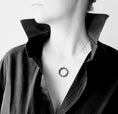 Load image into Gallery viewer, H necklace 3 white diamonds and black anodized aluminum