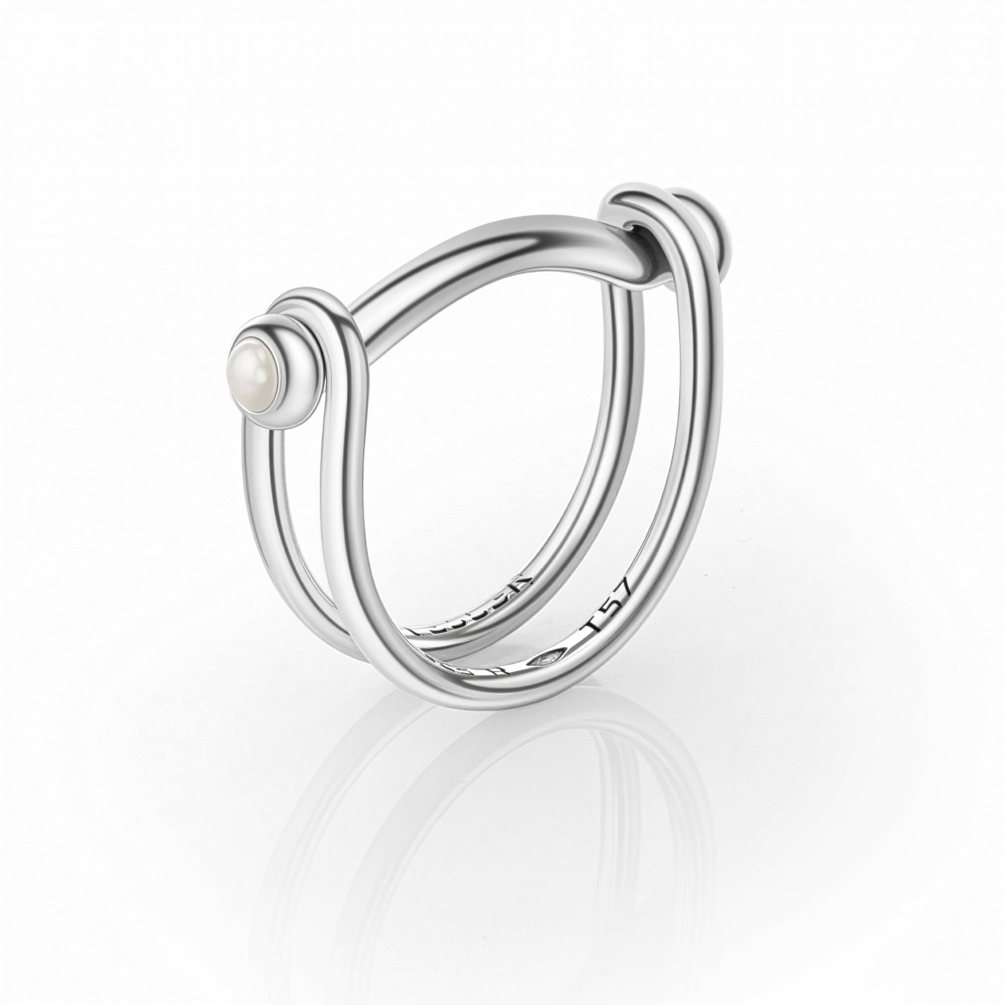 Bague Switch diamant, perle akoya et argent