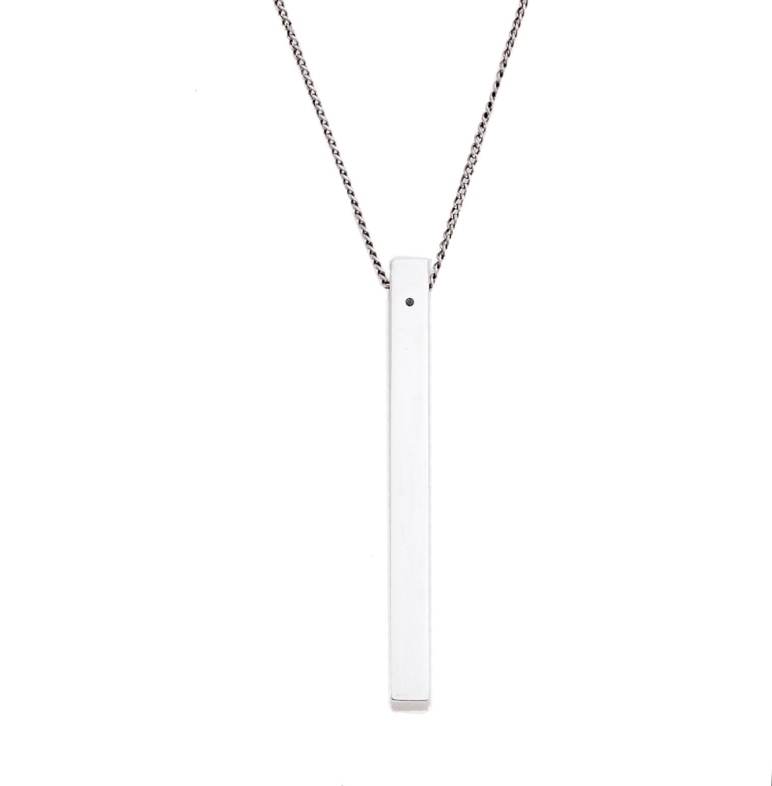 Silver and black diamond GM line pendant