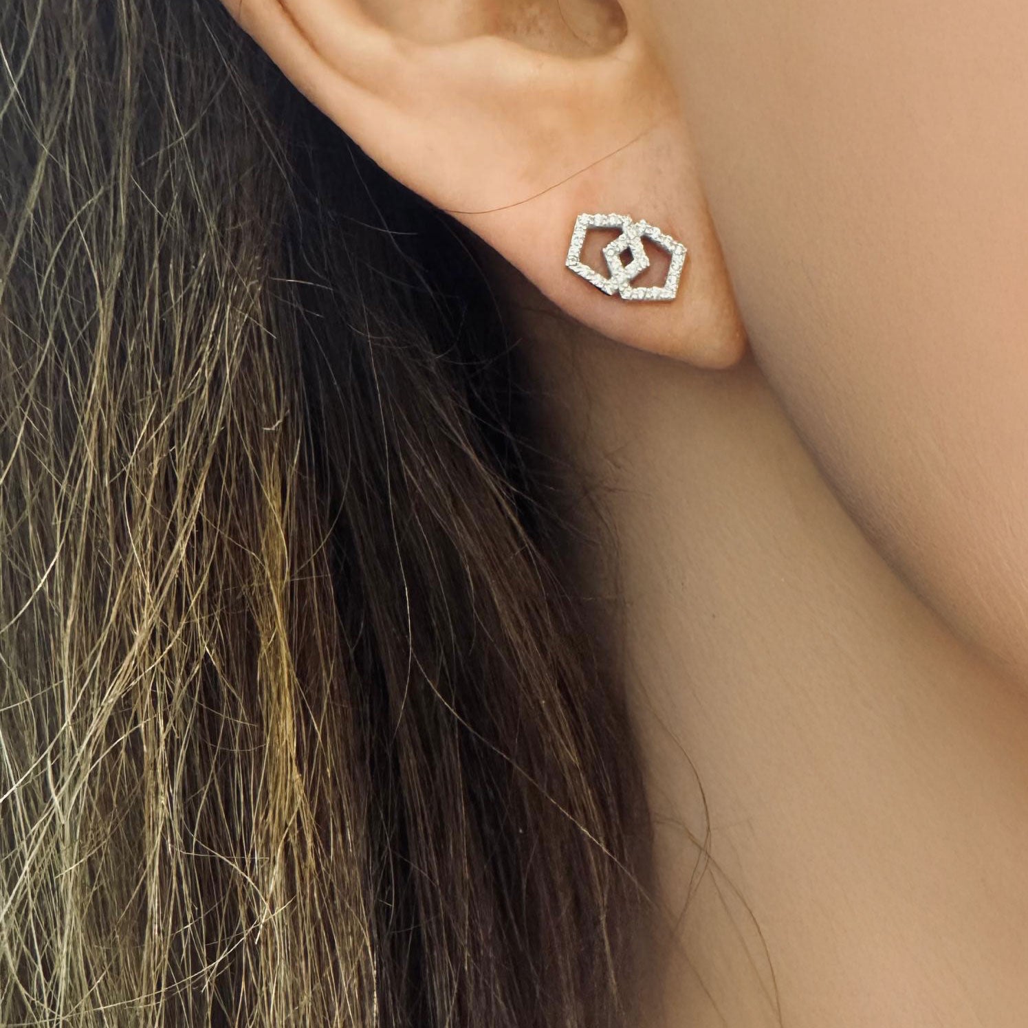 Mono Boucle d'Oreille Tamara - Diamants & or blanc 18 carats