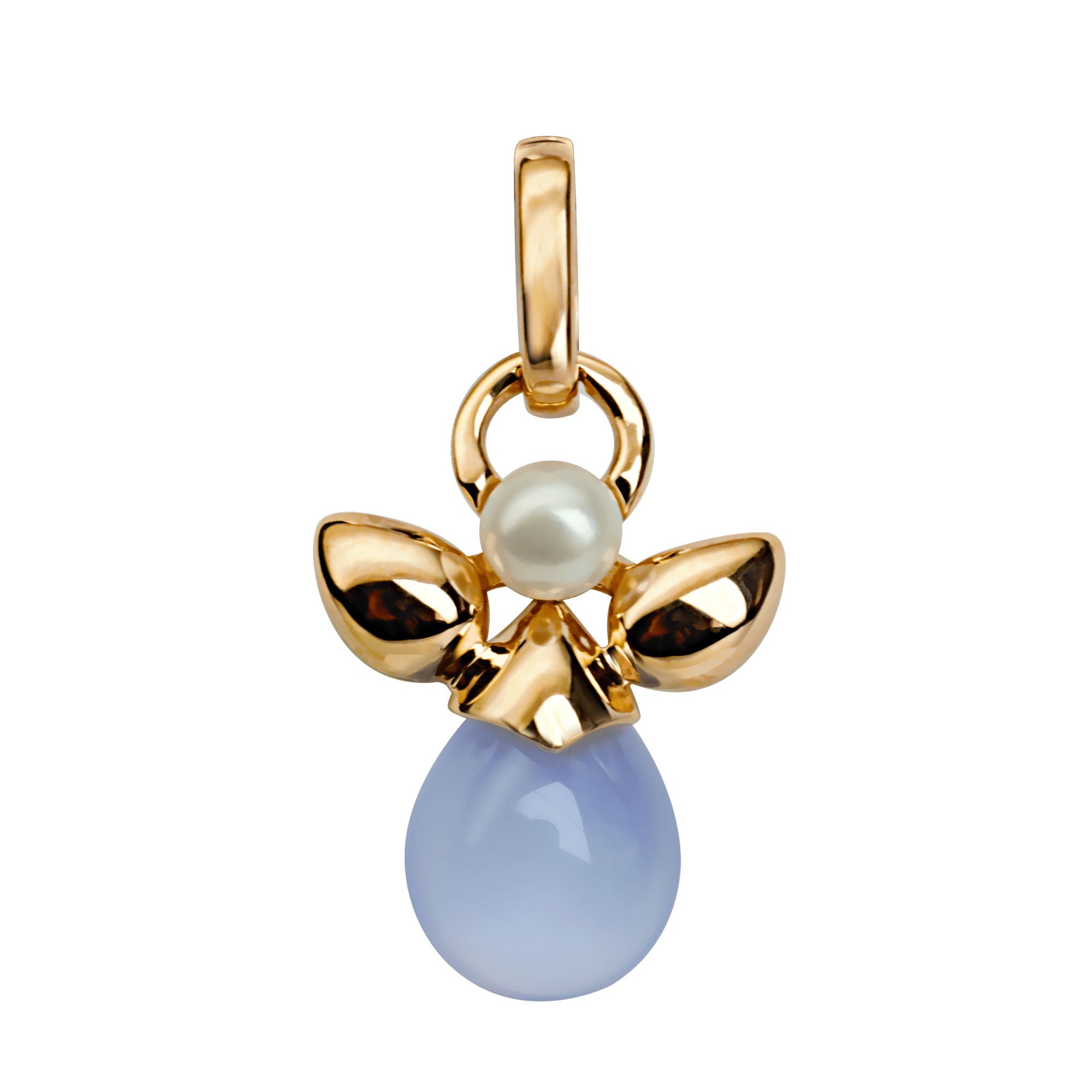 Angel Ariel pendant Rose gold Chalcedony White pearl