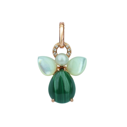 Angel Caliel pendant in pink gold, malachite diamonds