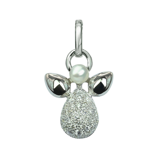 Pendentif Ange Zachariel or blanc et diamants