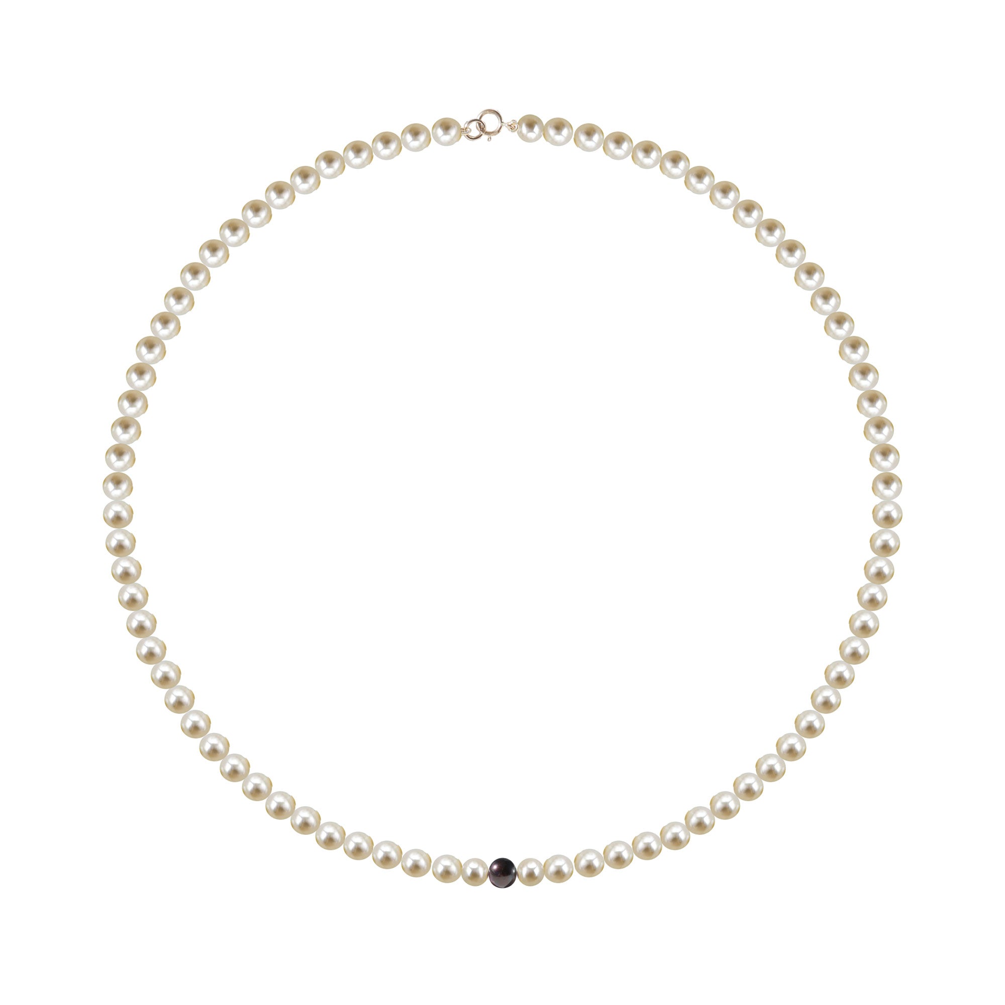 Collier perles blanches et noire 42cm