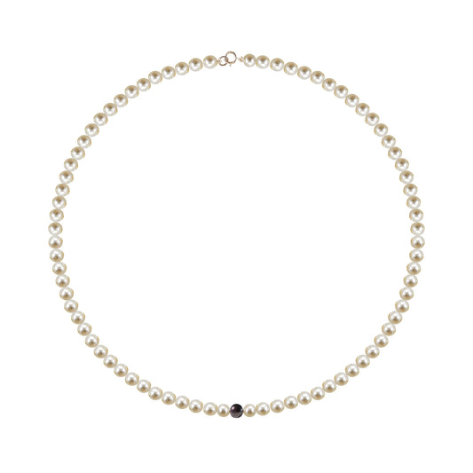 Collier perles blanches et noire 42cm