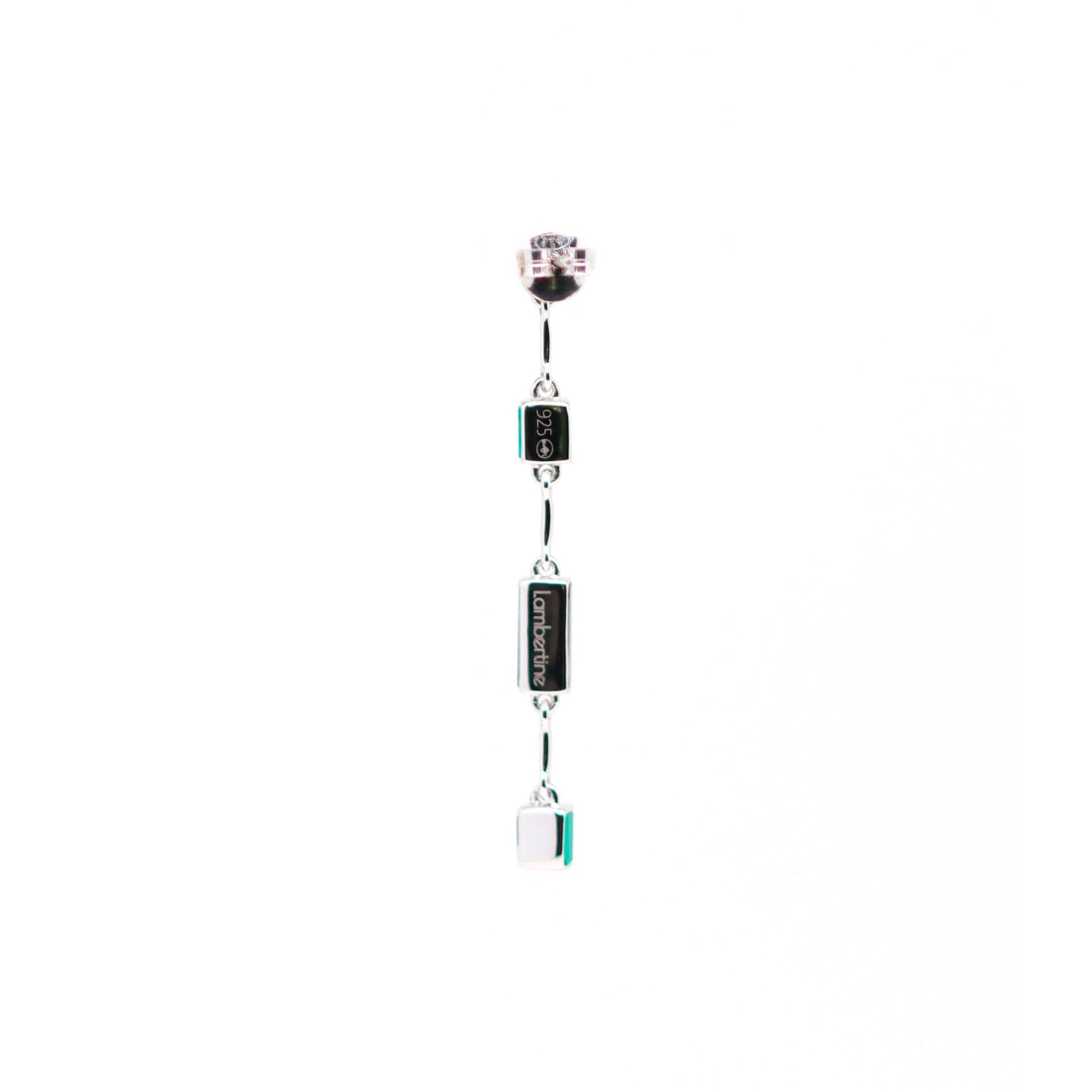 Mono boucle d'oreille droite Louisette argent, onyx noir et vert