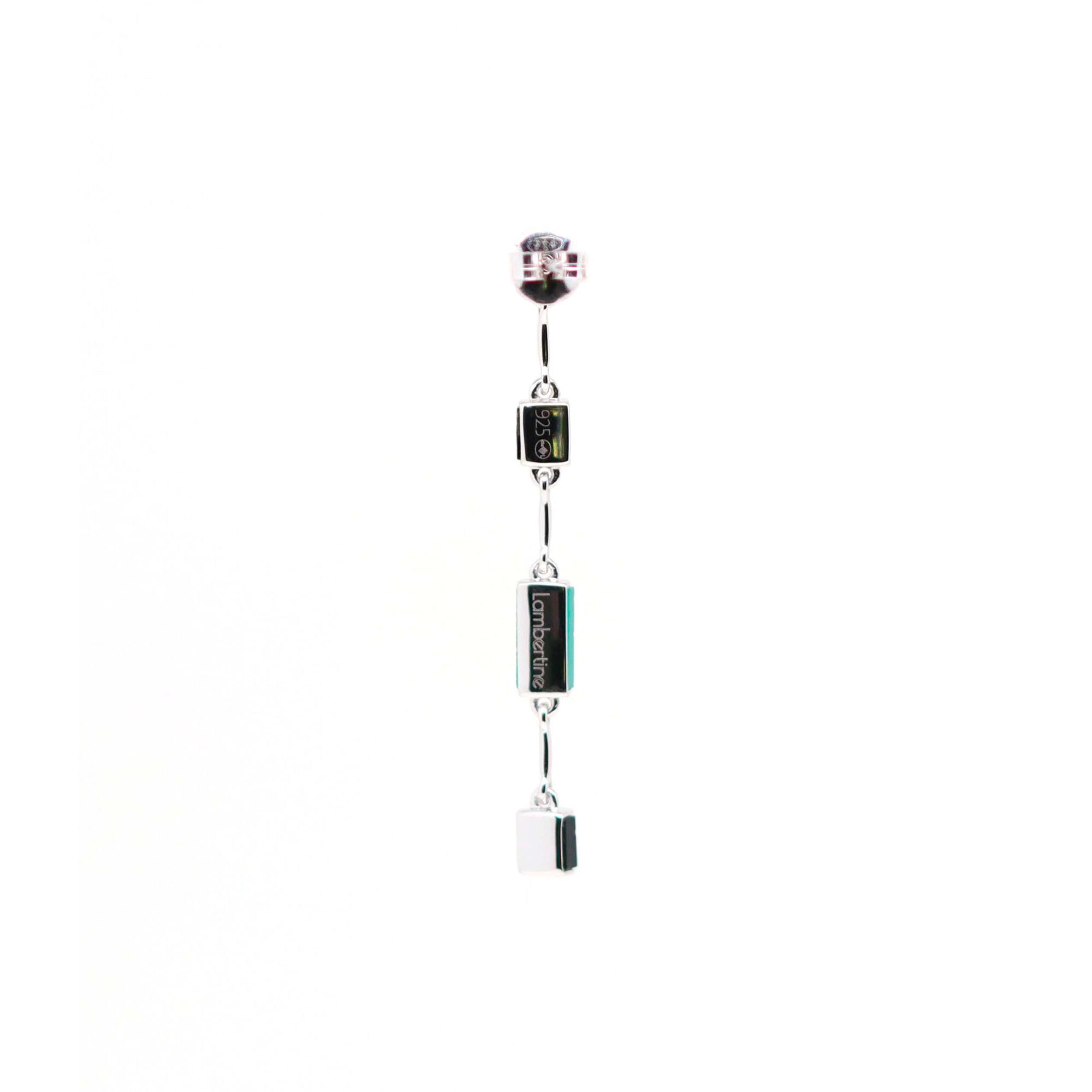 Mono boucle d'oreille gauche Louisette argent, onyx noir et vert