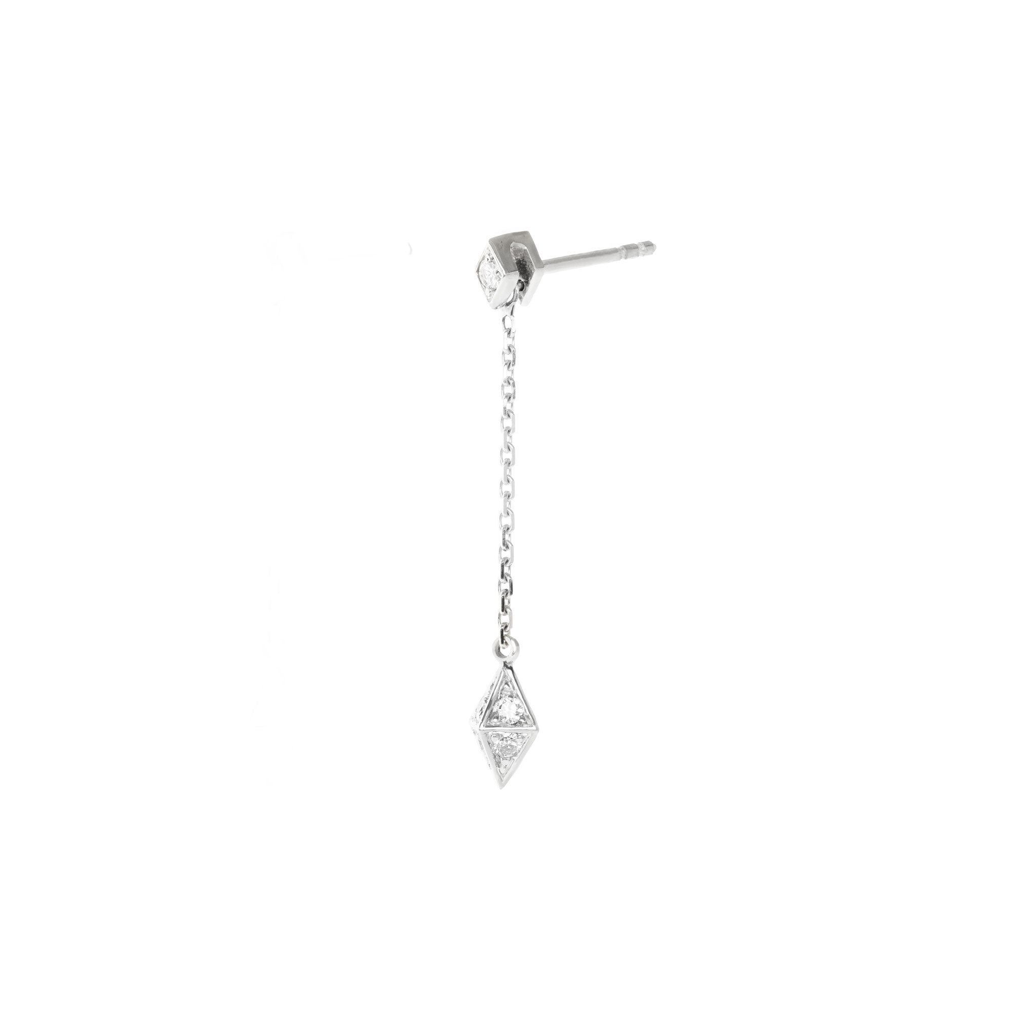 Mono boucle d'oreille Le Mini Joyau or gris 18 carats et diamants