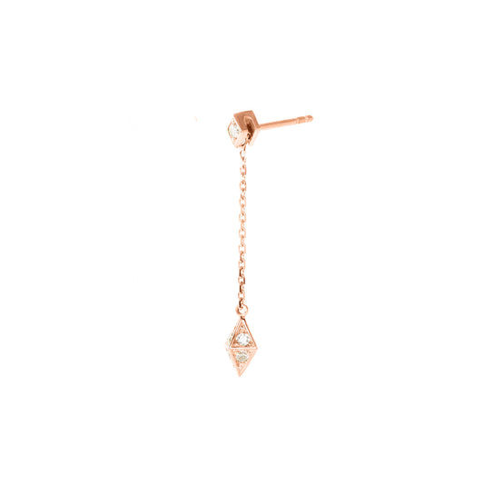 Mono boucle d'oreille Le Mini Joyau or rose 18 carats et diamants