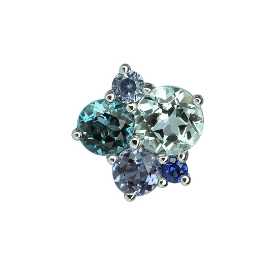 Mono boucle d'oreille pointilliste topaze bleu topaze london blue or blanc 18 carats