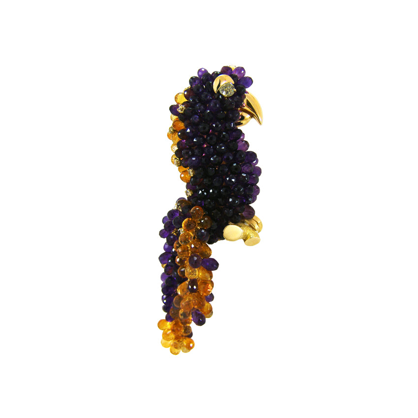 Broche Perroquet Amethystos Ornis