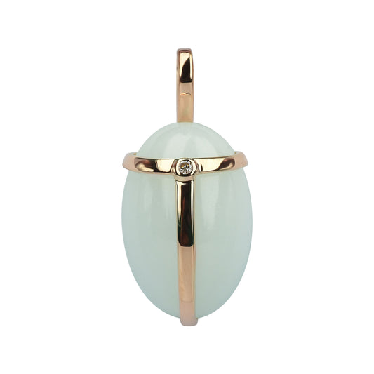 Khepri pendant yellow gold diamond white agate