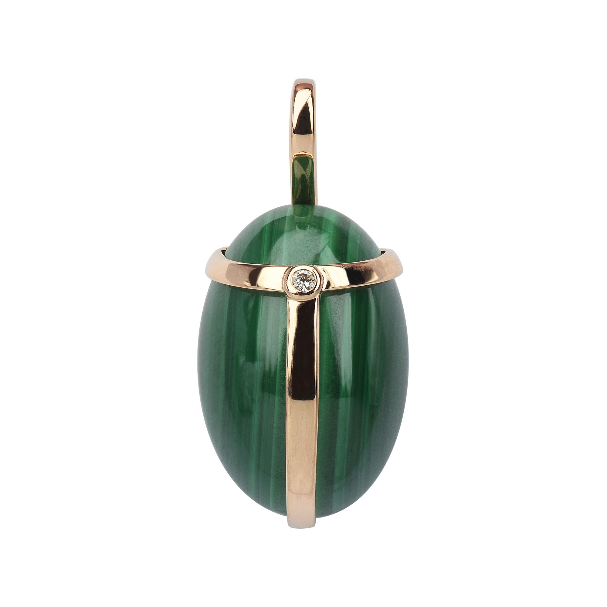 Pendentif Khepri or jaune diamant malachite