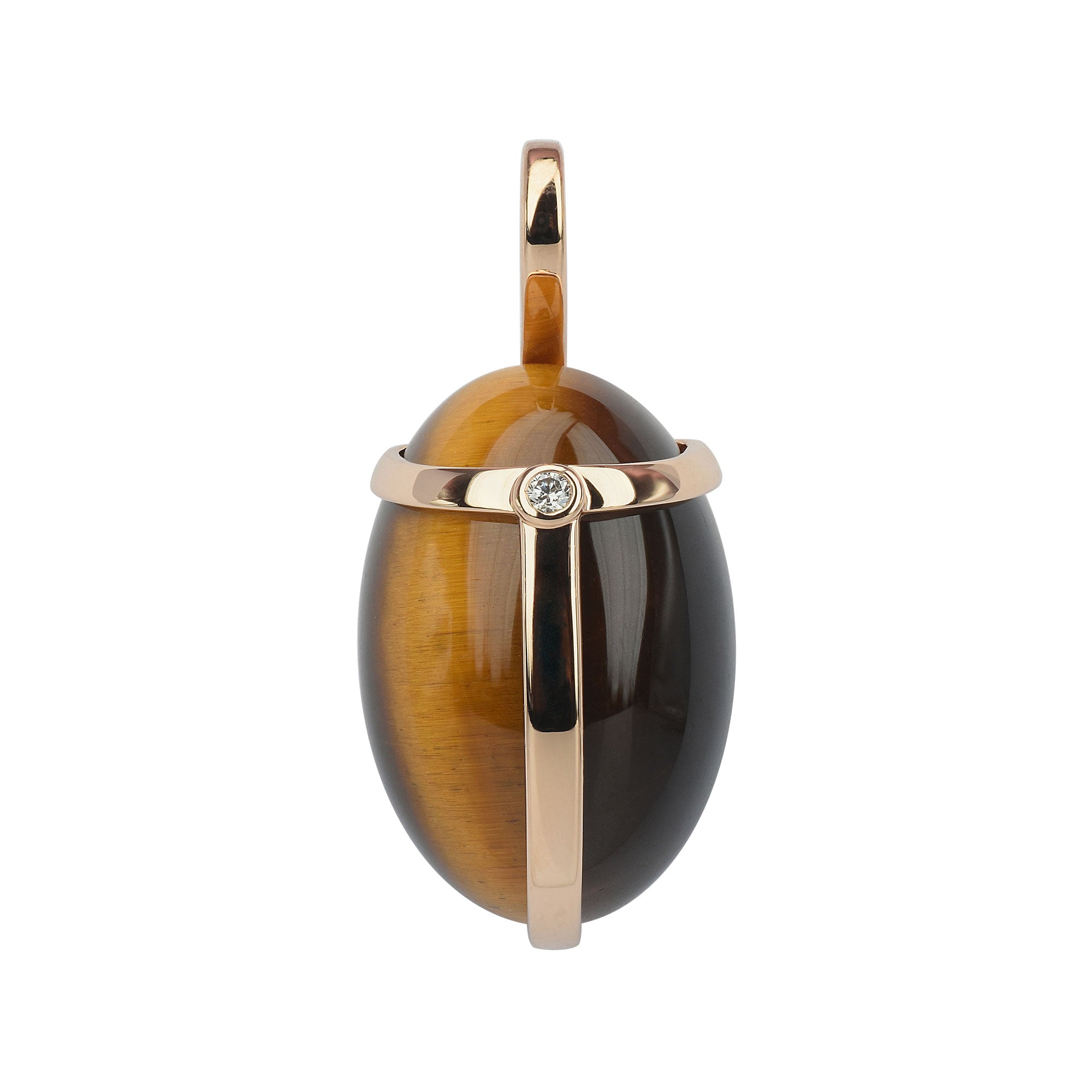 Khepri yellow gold diamond tiger's eye pendant