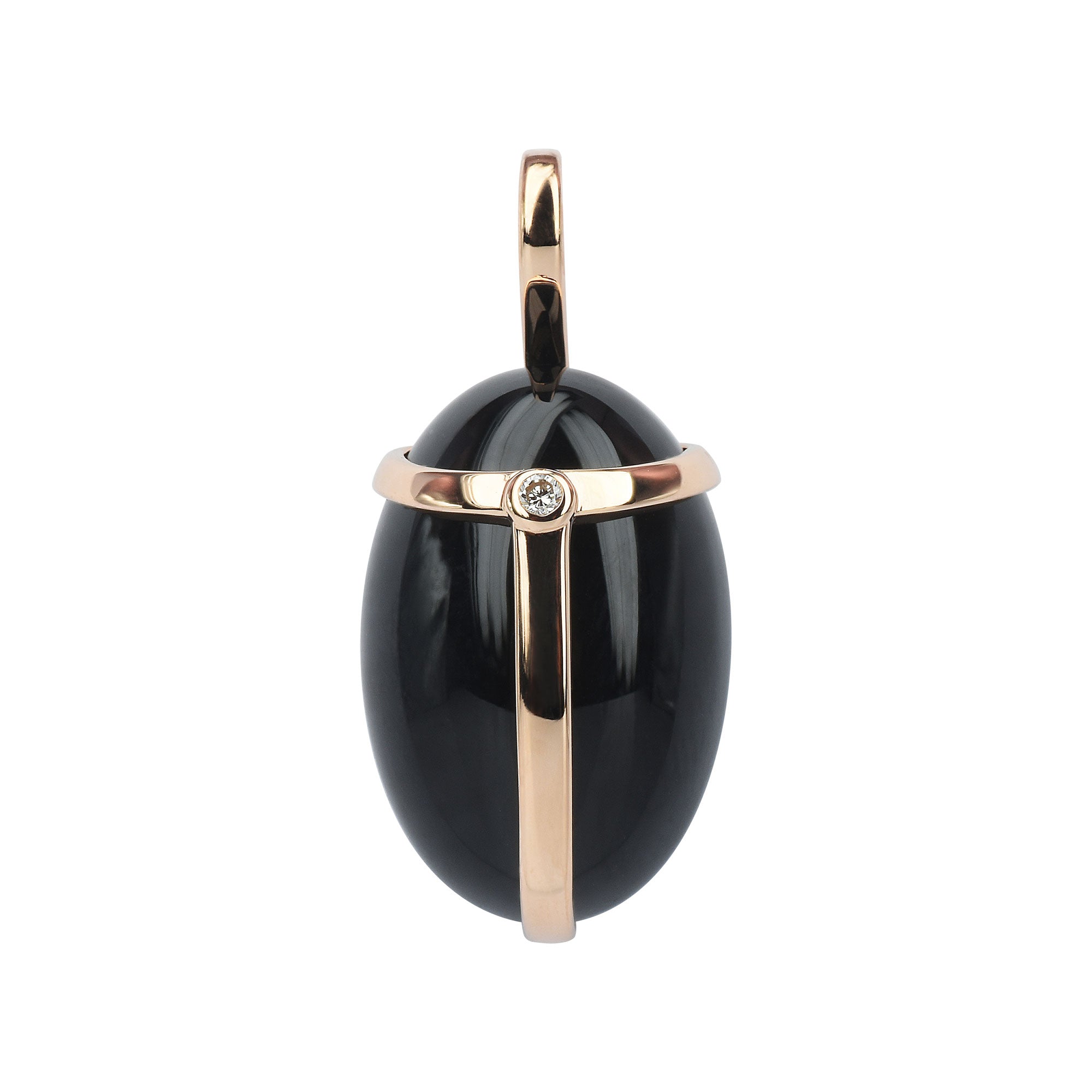 Khepri yellow gold diamond onyx pendant