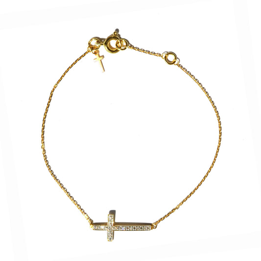 Bracelet double croix céleste diamants