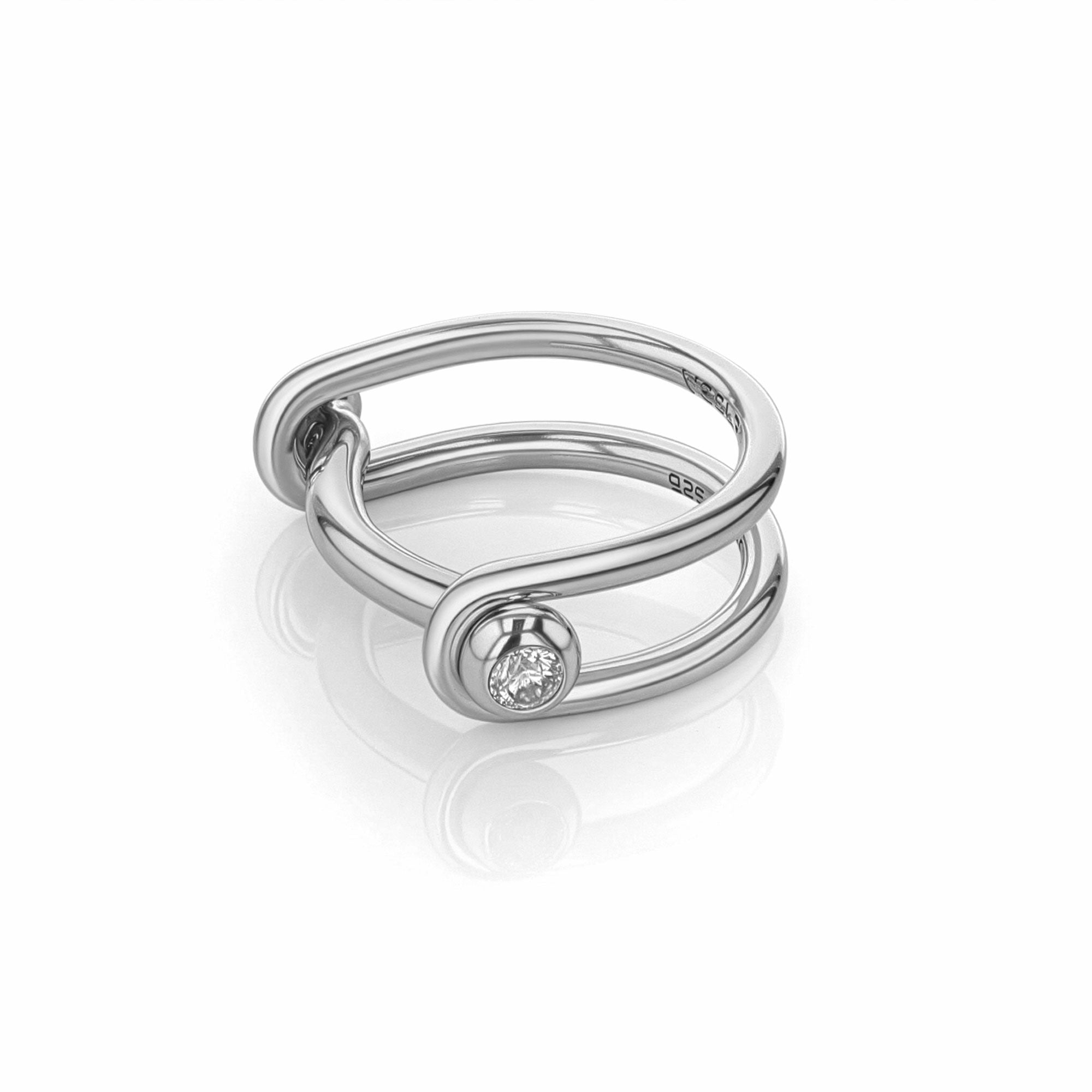 Bague Switch diamant, perle akoya et argent