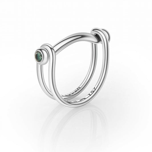 Bague Switch diamant teal bleu et argent