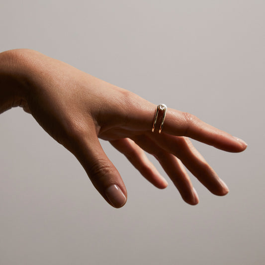 Bague Switch diamant, perle akoya et argent