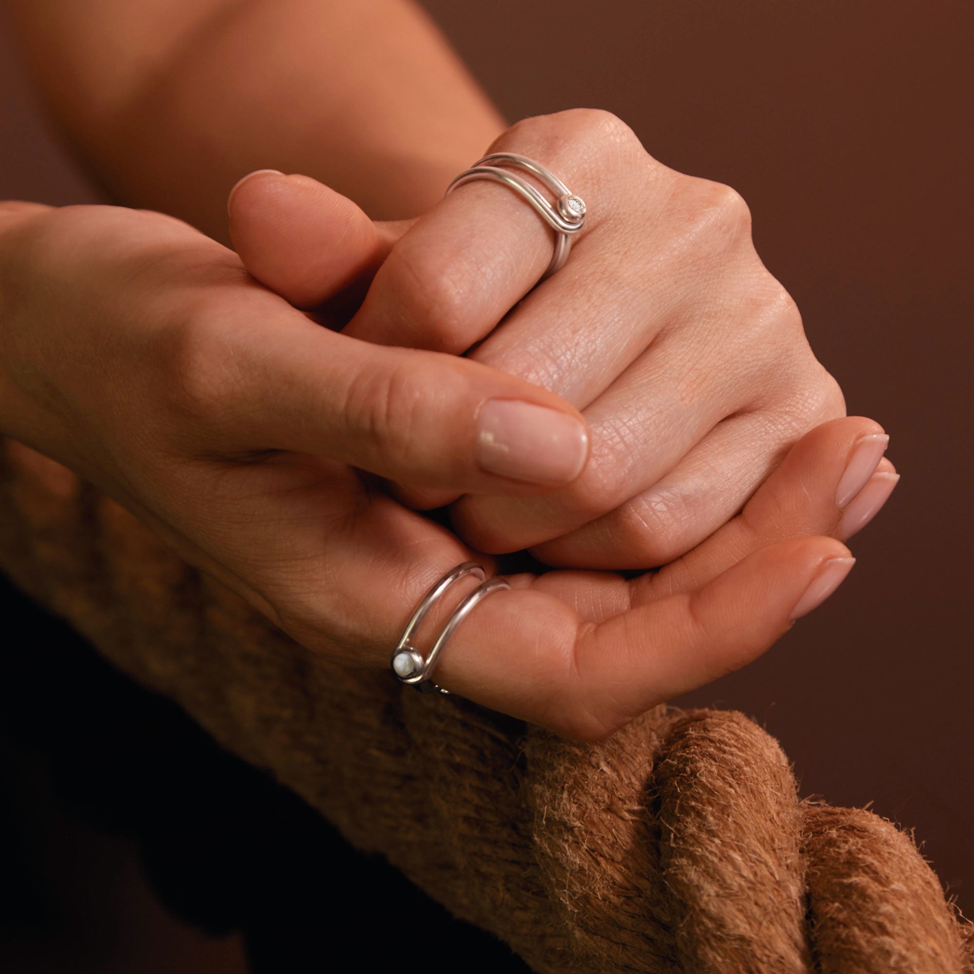 Bague Switch diamant, perle akoya et argent