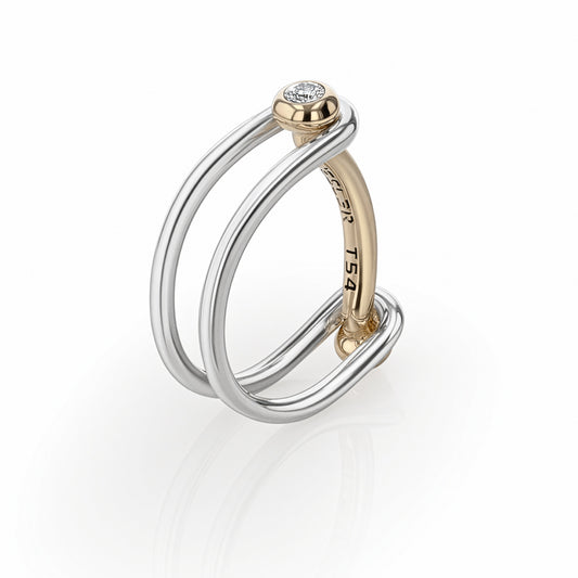 Bague Switch or, diamant et argent