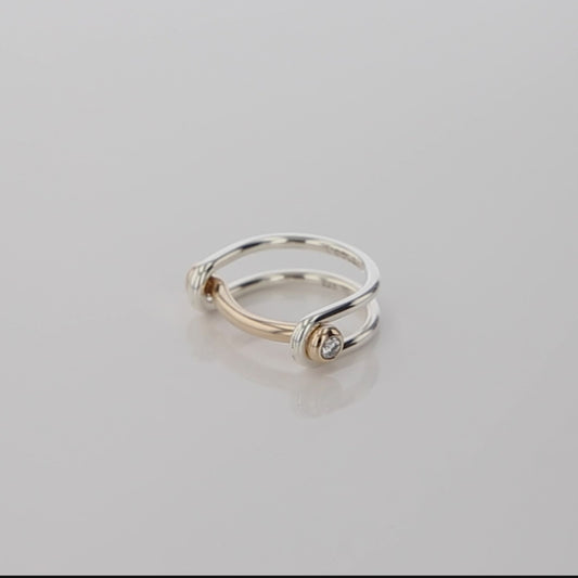 Bague Switch or, diamant et argent